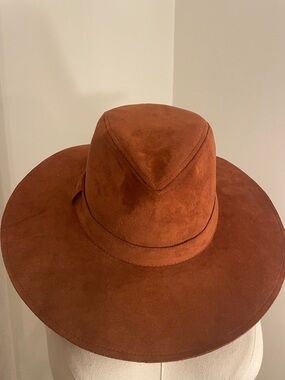 ANA Wide, Flat Brim Felt Fedora Rancher Hat in Mahogany